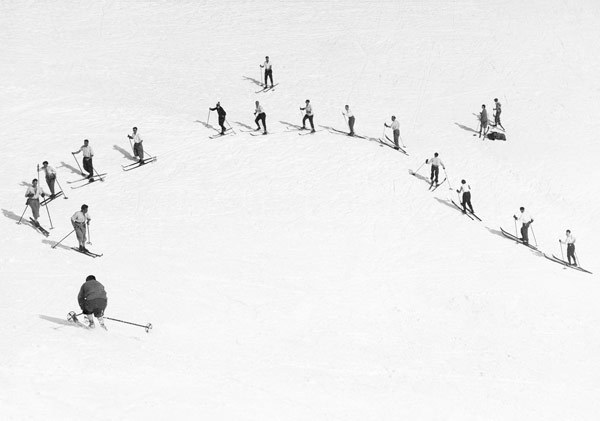 Postkarte "Skifahren für Anfänger"