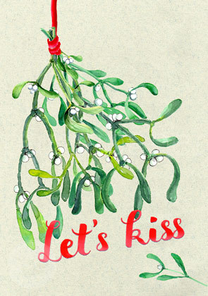 Postkarte "Let's kiss"