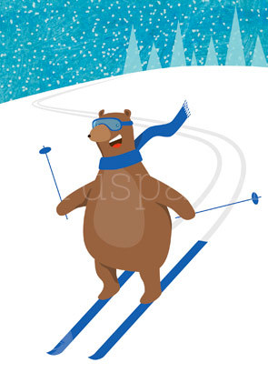 Postkarte "Skifahren macht Spaß"