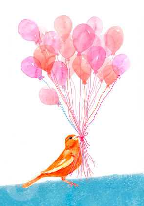 Postkarte "balloon birdy"