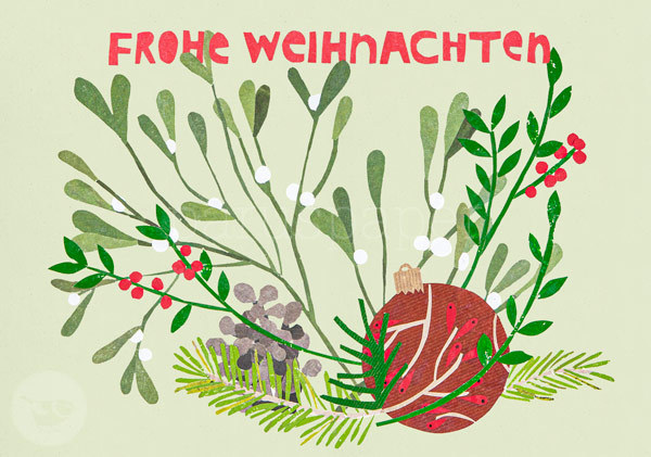 Postkarte "FROHE WEIHNACHTEN Mistel"