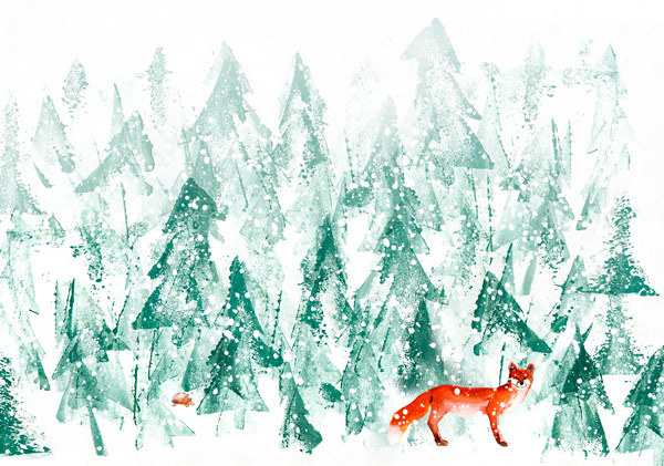 Postkarte "Fuchs im Winterwald"