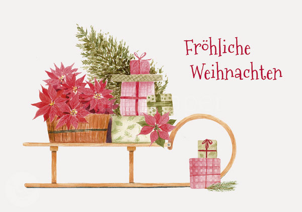 Postkarte "Fröhliche Weihnachten Schlitten"