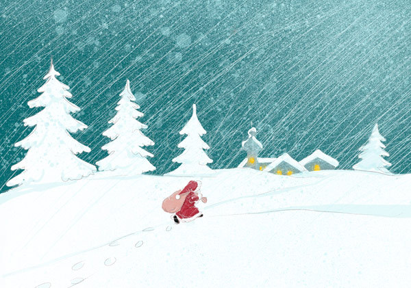 Postkarte "Der Weihnachtsmann kommt"