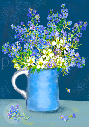 Postkarte "Blaues Bouquet"