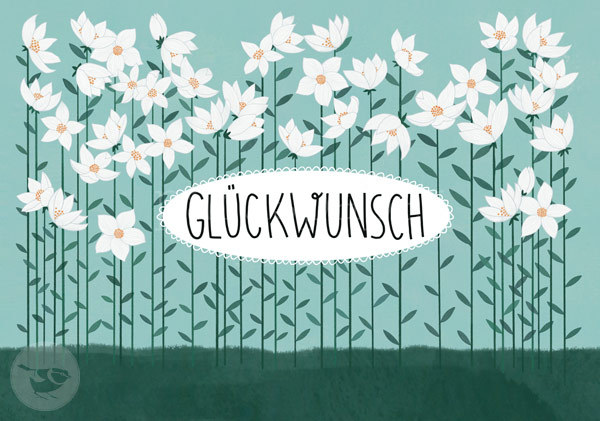 Klappkarte "GLÜCKWUNSCH - Weiße Blüten"