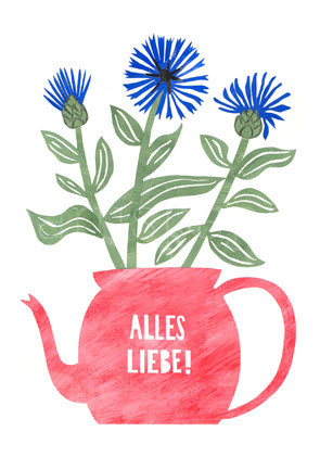 Postkarte "ALLES LIEBE! - Flockenblumen"