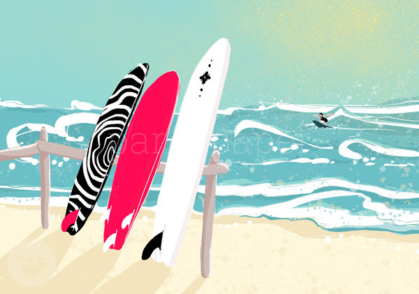 Postkarte "Surfbretter"
