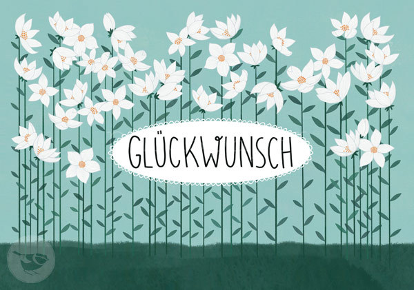 Postkarte "GLÜCKWUNSCH - Weiße Blüten"