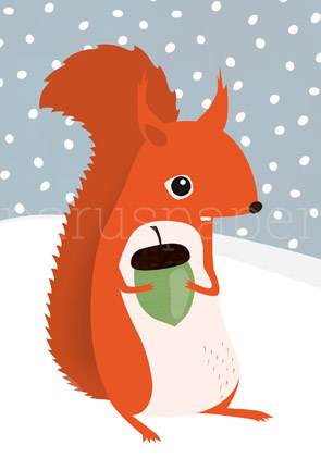 Klappkarte "Eichhörnchen im Schnee"