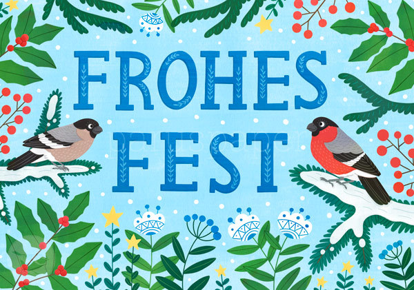 Postkarte "FROHES FEST - Gimpel"