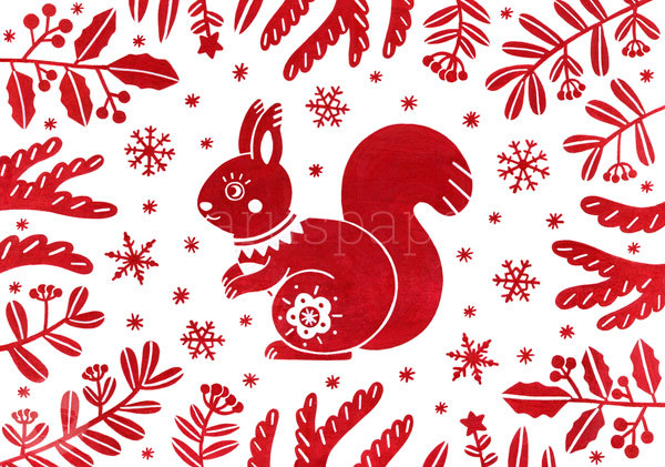 Postkarte "Weihnachtseichhörnchen"