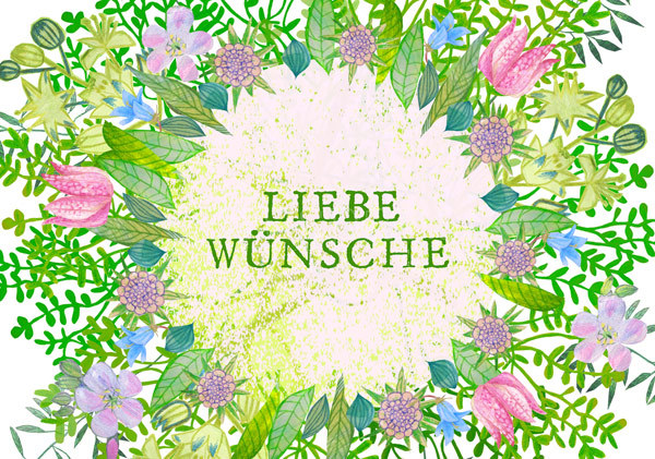 Postkarte "LIEBE WÜNSCHE - Blumenkranz"