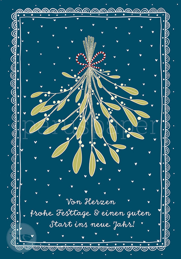 Postkarte "Weihnachten & Neujahr - Mistelzweig"