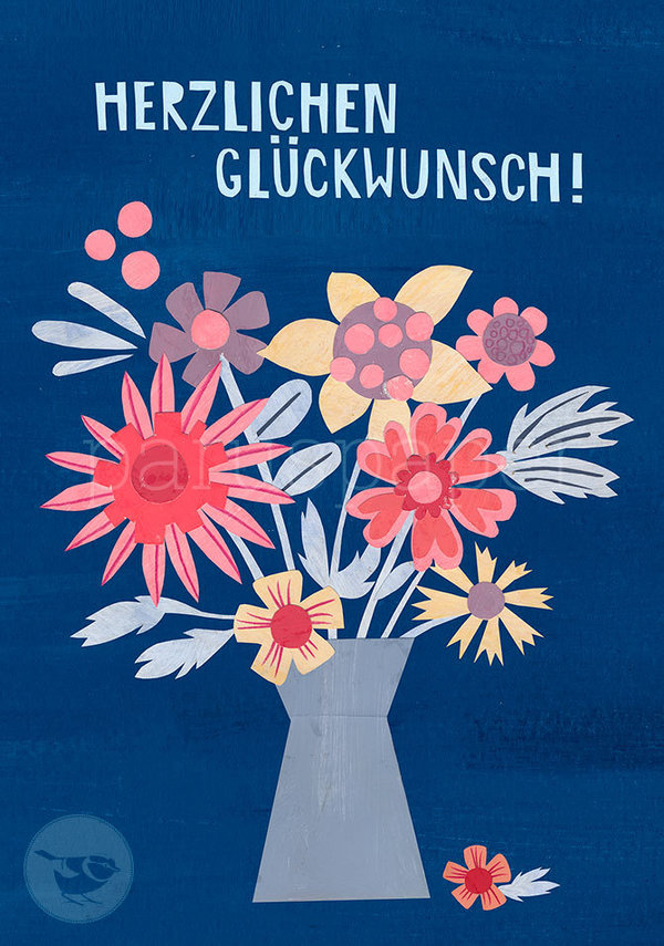Postkarte "HERZLICHEN GLÜCKWUNSCH! - Strauß"