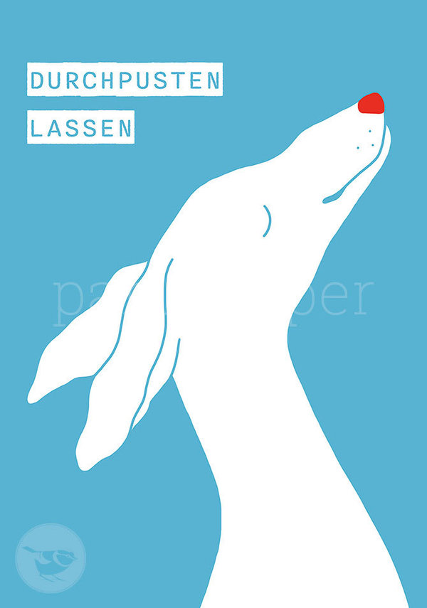 Postkarte "DURCHPUSTEN LASSEN - Windhund"