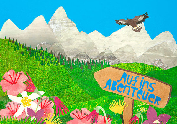 Postkarte "AUf ins ABenTeUer - Berge"