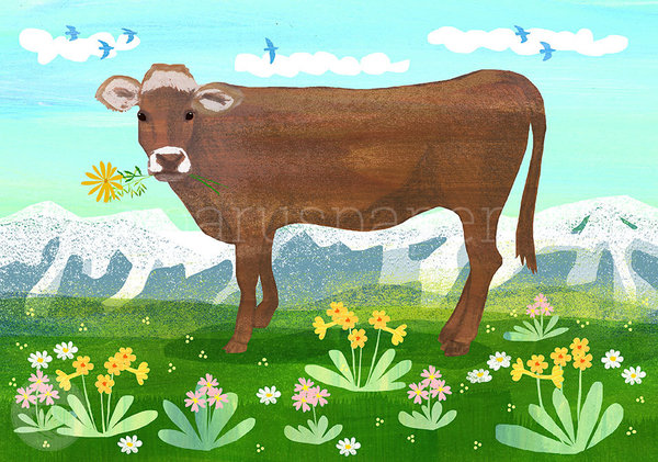 Postkarte "Kuh auf der Alm"