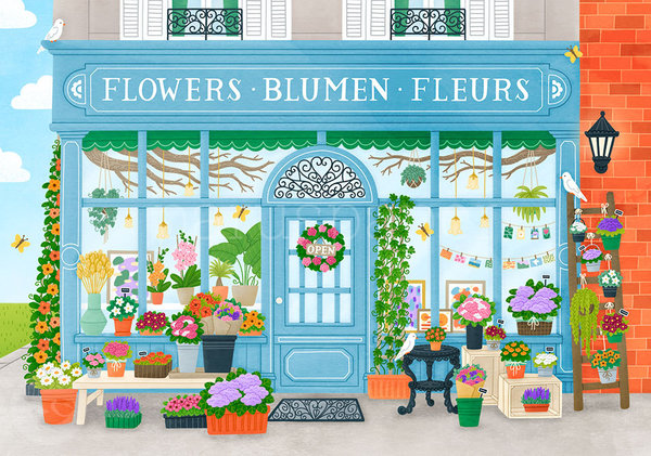 Postkarte "Der zauberhafte Blumenladen"